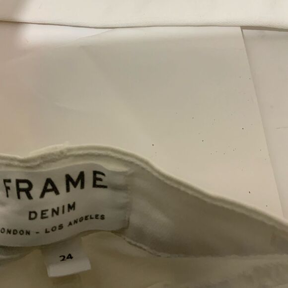 FRAME white denim Le High skinny jeans cropped size 24 - Picture 8 of 9